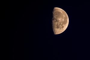 luna, nero, notte, crateri, mezzaluna, cielo, pianeta, metà, astro, mezza