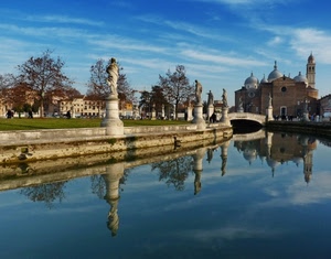 statue, acqua, chiesa, ponte, riflesso, fiume, padova, canale, riflessi, prato, basilica