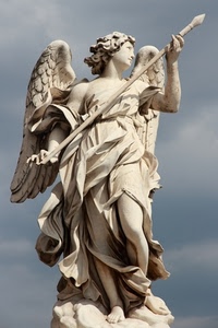 ali, angelo, statua, lancia, marmo, cielo, scultura, bianco