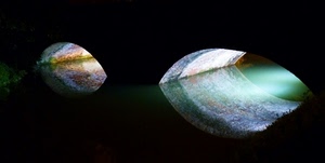 ponte, acqua, riflesso, notte, archi, riflessi, arcate, nero, verde, luce, fiume, arco, buio, notturno