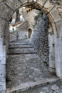 arco, vicolo, mura, gradini, pietra, pietre, scalini, balconi