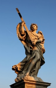 angelo, ali, statua, croce, cielo, scultura, roma