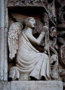 angelo, ali, statua, scultura, pietra, marmo, veste, arte, bianco, bassorilievo