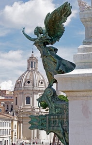 angelo, ali, cupola, statua, chiesa, bronzo, nuvole