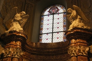 angeli, vetrata, marmo, chiesa, ali, statue, finestra, vetro