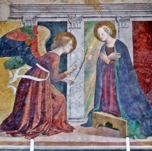 angelo, dipinto, ali, affresco, madonna, fiore, annunciazione, giglio, aureola