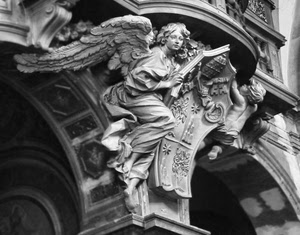 angelo, statua, ali, bianconero, stemma, angeli, archi, libro, scultura