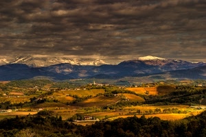 nuvole, montagne, cielo, panorama, paesaggio, colline, montagna, neve