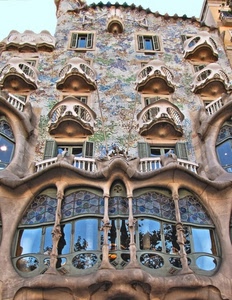 balconi, liberty, finestre, palazzo, vetri, decorazioni, barcellona, vetrata, facciata, gaudì