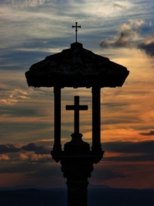 nuvole, croce, tramonto, cielo, croci, silhouette, controluce, arancione