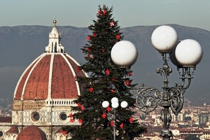 cupola, albero, lampione, lampioni, verde, abete, città, chiesa, firenze