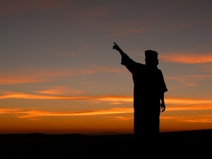 tramonto, statua, controluce, nuvole, cielo, rosso, indica
