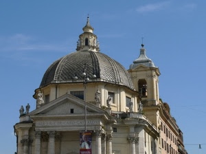 cupola, chiesa, campanile, statue, lampione, cielo, croce, papa