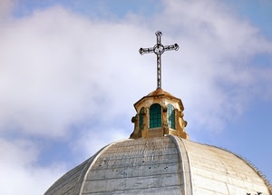 croce, cupola, nuvole, cielo, finestre, chiesa, tetto, verde, azzurro, copertura