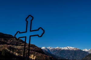 croce, cielo, montagna, montagne, ferro, azzurro, neve, panorama, paesaggio