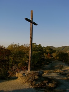 croce, legno, cielo, alberi, piante, campagna, montagna, arbusti