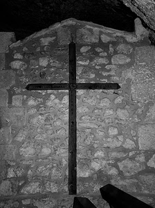 croce, legno, muro, bianconero, pietre, notte, grigio, nero