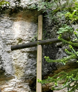 croce, legno, roccia, rami, verde