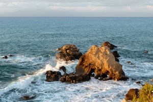 mare, onde, scogli, orizzonte, acqua, spuma, cielo, schiuma