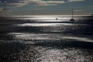mare, cielo, barche, nuvole, acqua, controluce, riflessi, riflesso, barca, orizzonte