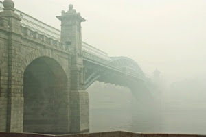 nebbia, ponte, fiume, arco, acqua, archi, pietra, grigio, foschia