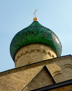 verde, cupola, croce, chiesa, cielo, maioliche, archi
