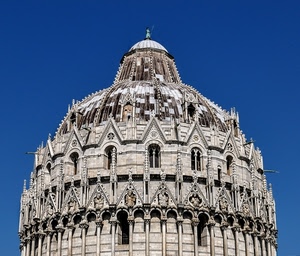 colonne, cupola, finestre, pisa, battistero, statue, azzurro, cielo, bifore, chiesa