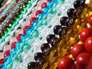 collane, perle, colori, sfere, multicolore, palline, azzurro, rosso