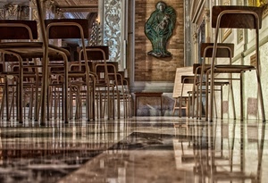 chiesa, sedie, pavimento, riflessi, madonna, interno, marmo, riflesso