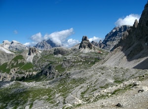 nuvole, montagna, montagne, cielo, rocce, verde, vette, erba, cime