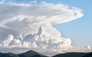 nuvole, cielo, bianco, montagne, montagna, azzurro, paesaggio, colline, cime, panorama