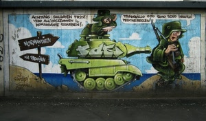 murales, soldati, murale, verde, carrarmato, carro, cartelli