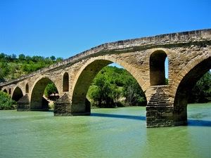 ponte, fiume, alberi, acqua, archi, cielo, arcate, verde