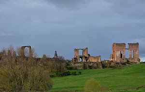 ruderi, verde, prato, rovine, alberi, archeologia, erba, cielo, nuvole