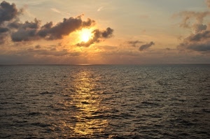 mare, nuvole, cielo, tramonto, riflesso, sole, onde, arancione, panorama, alba, orizzonte