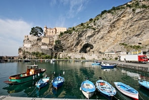 barche, castello, mare, porto, riflessi, acqua, cielo, montagna, scogliera
