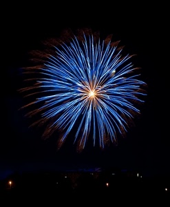 fuochi, notte, artificio, blu, fuoco, azzurro, cielo, pirotecnico, nero, luci