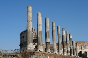 colonne, cielo, ruderi, roma, rovine, colosseo, monumento, tempio