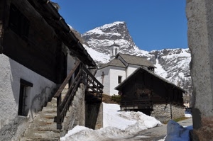 neve, scala, montagna, borgo, chiesa, inverno, montagne, casa, scorcio, case