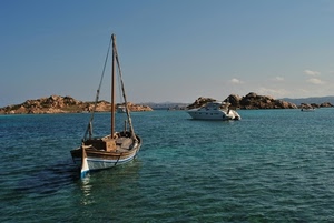 mare, barche, acqua, scogli, albero, cielo, isole, isola, barca, motoscafo, verde