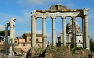 colonne, cupola, ruderi, rovine, roma, cielo, case, archeologia, tempio, chiesa, antichità