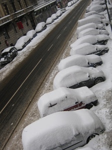 strada, neve, inverno, parcheggio, automobili, auto, bianco