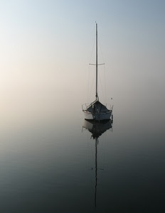 riflesso, acqua, barca, albero, lago, mare, cielo