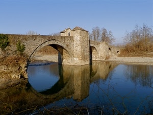 ponte, fiume, riflesso, acqua, archi, pietra, cerchio, arco, alberi