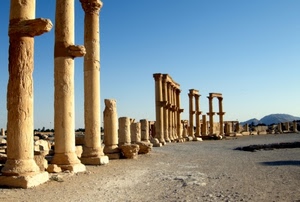 colonne, ruderi, rovine, archeologia, cielo, strada, tempio, pietra