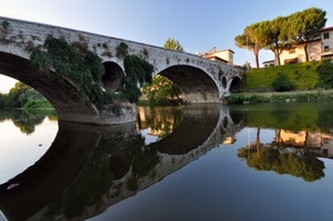 ponte, fiume, riflesso, alberi, acqua, archi, arco, riflessi