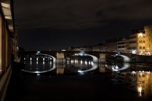 ponte, archi, notte, fiume, riflesso, acqua, luci, notturno, sera, riflessi