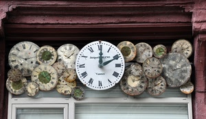 orologi, lancette, numeri, insegna, orologio, vetrina, finestra, quadranti, romani