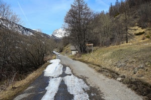 strada, alberi, neve, montagna, montagne, cielo, sentiero, piante, inverno, casa, cartello, prato, panorama