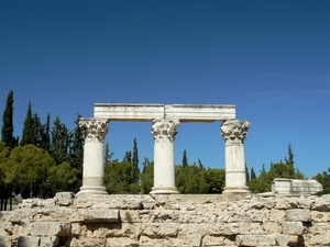 colonne, ruderi, alberi, pietre, archeologia, rovine, tre, cielo, tempio, trave